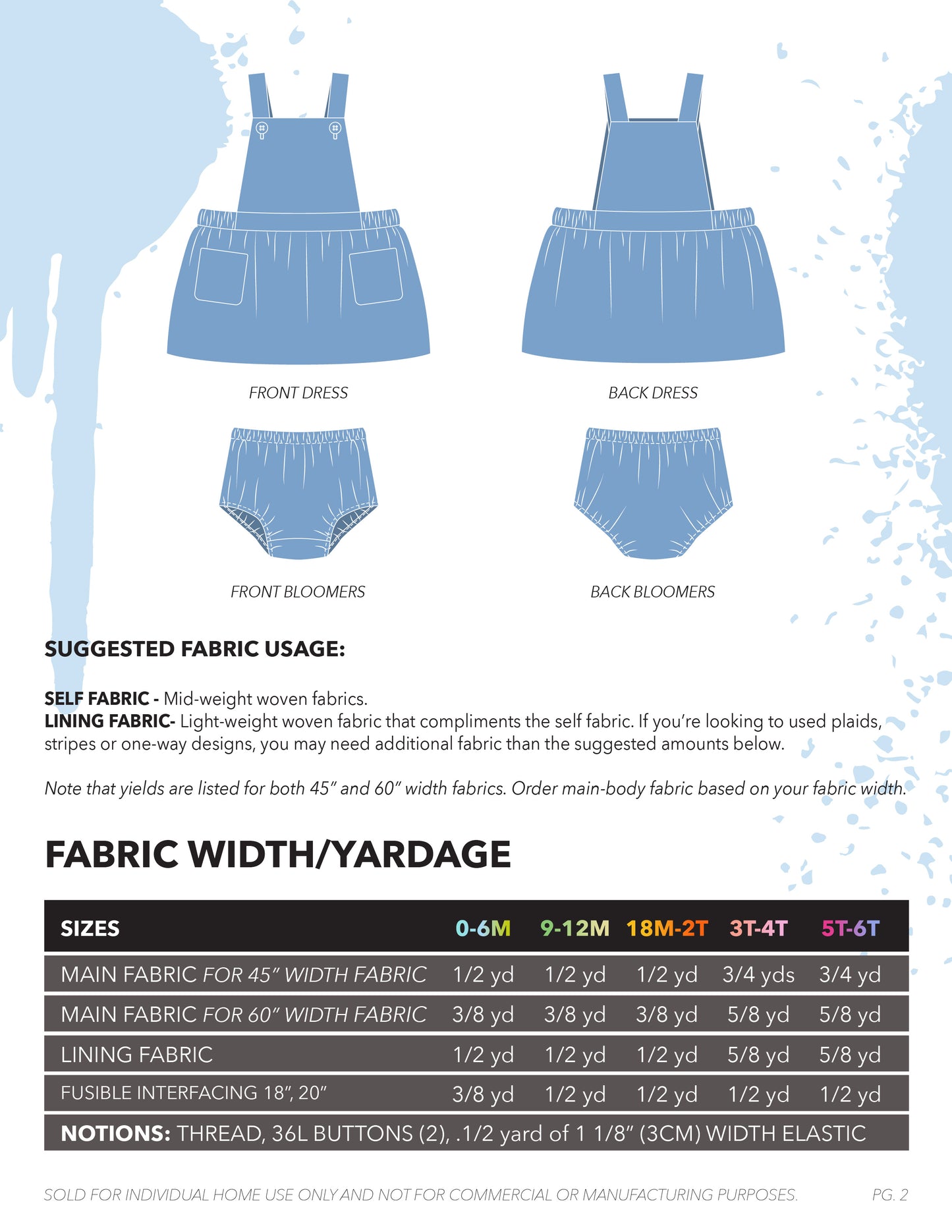Children's Pinafore Dress Sewing Pattern – Sizes NB-6T