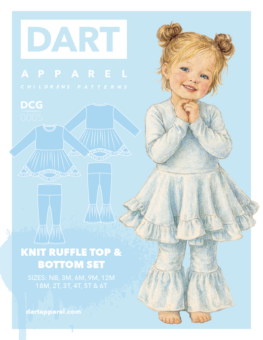 Children's Knit Ruffle Top & Bottom  Sewing Pattern – Sizes NB-6T