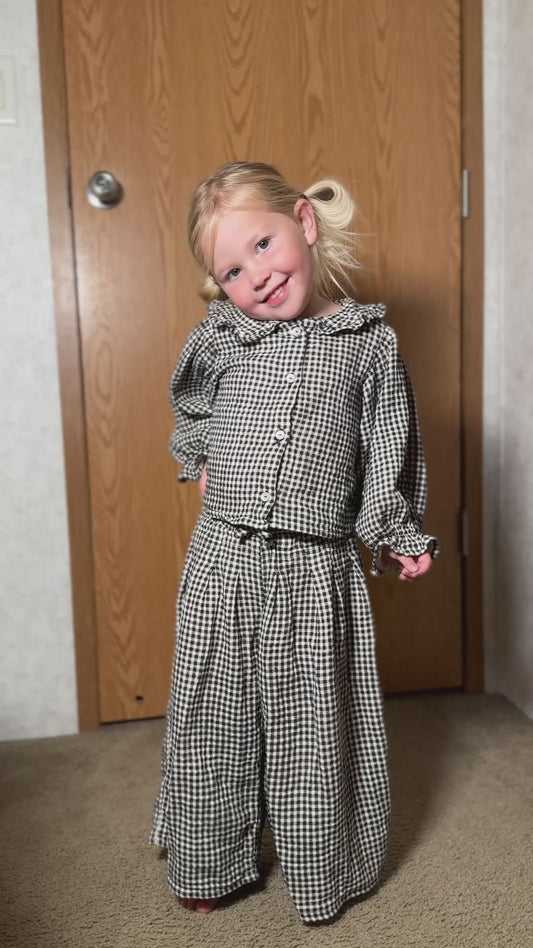 Children's Gingham Flare Top & Bottom  Sewing Pattern – Sizes NB-6T