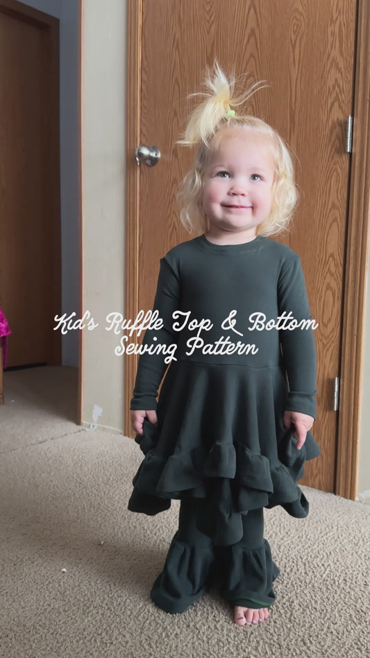 Children's Knit Ruffle Top & Bottom  Sewing Pattern – Sizes NB-6T